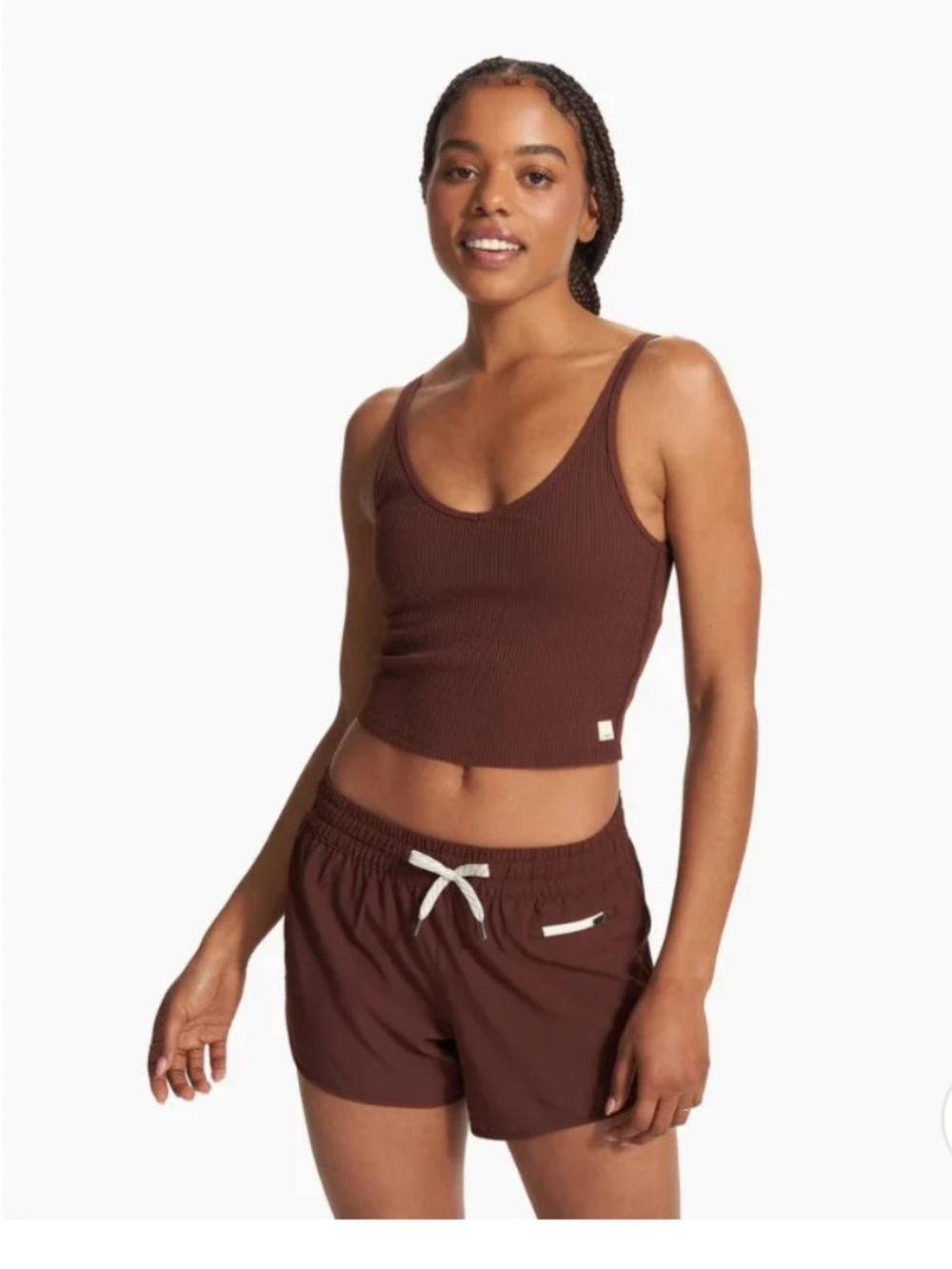 Vuori Rib Crop Tank - Mulberry